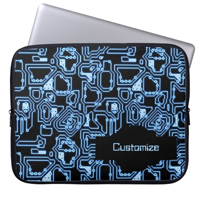 BlueおよびBlack Computer Circuitsラップトップスリーブ ラップトップスリーブ (正面)