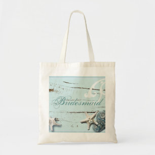 BLueウッド素朴シーシェルビーチbridesmaid トートバッグ