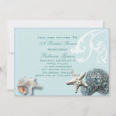 BLueエレガントシーシェルビーチブライダル茶パーティー 招待状 (裏面)