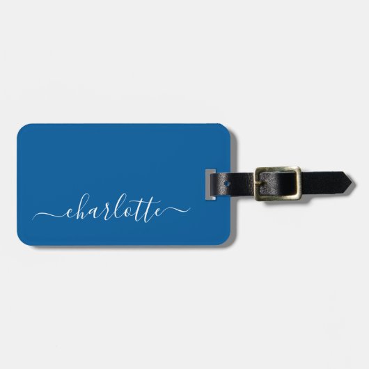 Blueエレガントスクリプト名(主パーソナライズされた) ラゲッジタグ (正面横)