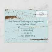 BLueシーエレガントシェルビーチ結婚式RSVPカード インビテーションポストカード (裏面)