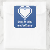 Blueステッカーの8ビットハート スクエアシール (バッグ)