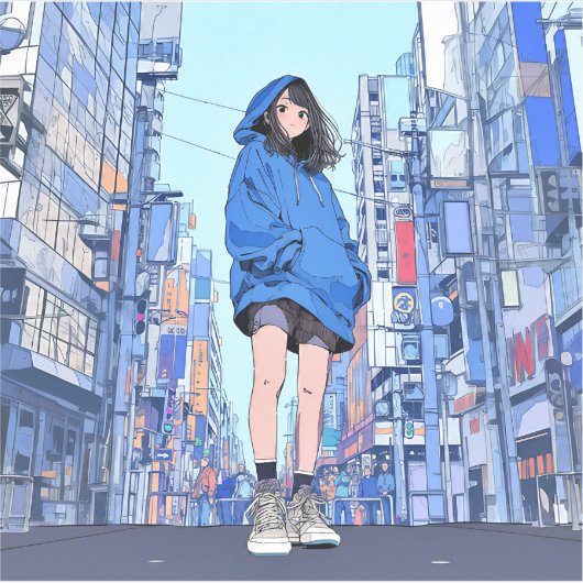 BLUEパーカーJK 寿司娘 GenerativeAI シール (正面)