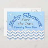 Blueパーソナライズされた Save the Date Baby Shower Cards 案内ポストカード (正面/裏面)