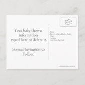 Blueパーソナライズされた Save the Date Baby Shower Cards 案内ポストカード (裏面)