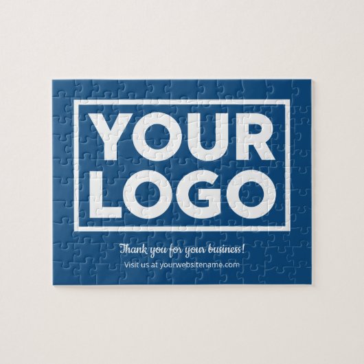 Blue上カスタムのロゴお客様に感謝 ジグソーパズル (横)