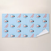 BLUE上伝統的のメリークリスマスとの雪だるま バスタオル (バスタオル)