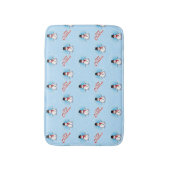 BLUE上伝統的のメリークリスマスとの雪だるま バスマット (正面縦)