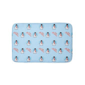 BLUE上伝統的のメリークリスマスとの雪だるま バスマット (正面)