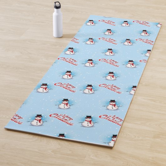 BLUE上伝統的のメリークリスマスとの雪だるま ヨガマット (インサイチュ)