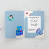 Blue宇宙飛行士の写真名誕生日 カード (内部)