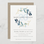 BLUE金ゴールド動物相リースANY YEAR ANNIVERSARYカード サンキューカード (正面/裏面)