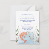 Blue おもしろい Whale新住所の引越し案内 ノートカード (裏面)