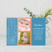 BLUE|の最初誕生日の招待状の大きい1つ 招待状 (スタンド正面)