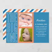 BLUE|の最初誕生日の招待状の大きい1つ 招待状 (正面/裏面)