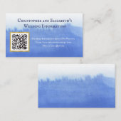 Blue エレガント Water Color QRコードWebサ結婚イト 名刺 (正面/裏面)