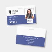 BLUE カスタマイズ Company Staff写真従業員ID バッジ (Front & Back)