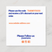 Blue クール Thank You Customer Annovation Insert スクエア名刺 (裏面)