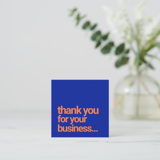 Blue クール Thank You Customer Annovation Insert スクエア名刺 (スタンド正面)