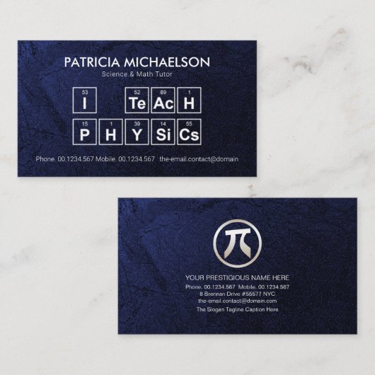Blue グランジ "I 教え Physics" Periodic Table Tutor 名刺 (正面/裏面)
