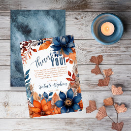 Blue | テラコッタボーイの秋の花柄ベビーシャワー サンキューカード