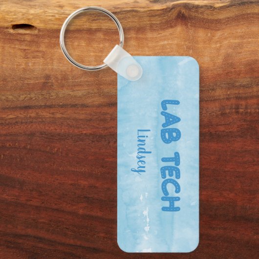 Blue パーソナライズされた Lab Technicianキーチェーン キーホルダー (正面)