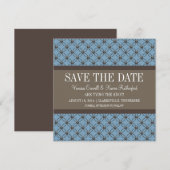 Blue ファンシー Lattice日付の保存招待状 セーブザデート (正面/裏面)