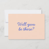 Blue モダン Bright QRコードレトロおもしろい結婚 出欠カード (裏面)