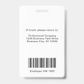 Blue モダン Business Logo従業員の写真ID バッジ (裏面)