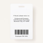 Blue モダン Business Logo従業員の写真ID バッジ (裏面)