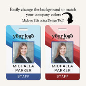 Blue モダン Business Logo従業員の写真ID バッジ