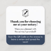 Blue モダン GoogleレビューQRコード公証人感謝してい スクエア名刺 (正面)