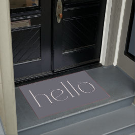 Blue モダン Gray HandスクリプトHello Welcome ドアマット