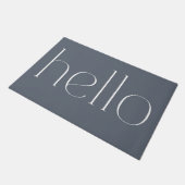 Blue モダン Gray HandスクリプトHello Welcome ドアマット (アングル)