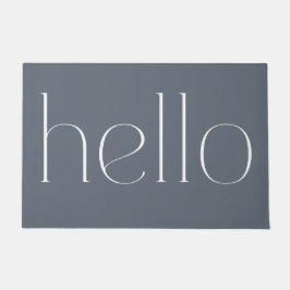 Blue モダン Gray HandスクリプトHello Welcome ドアマット