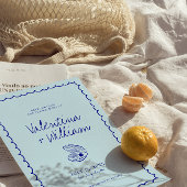 Blue モダン Shell地中海の日付の保存 招待状