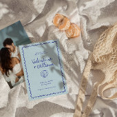 Blue モダン Shell地中海の日付の保存 招待状