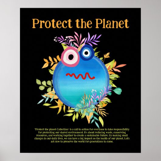 BLUE 保護 THE PLANET EARTHキュート救アートポスター ポスター (正面)