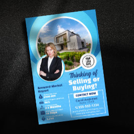 Blue 実在 Estate Marketレポート不動産仲介業者&ブローカー チラシ