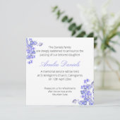 Blue 忘れ-me-not葬儀案内カード 招待状 (スタンド正面)