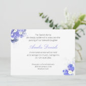 Blue 忘れ-me-not葬儀案内カード 招待状 (スタンド正面)