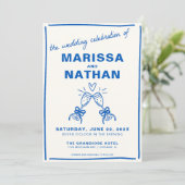 Blue 描 Together Toastフォト結婚式招待状 招待状 (スタンド正面)