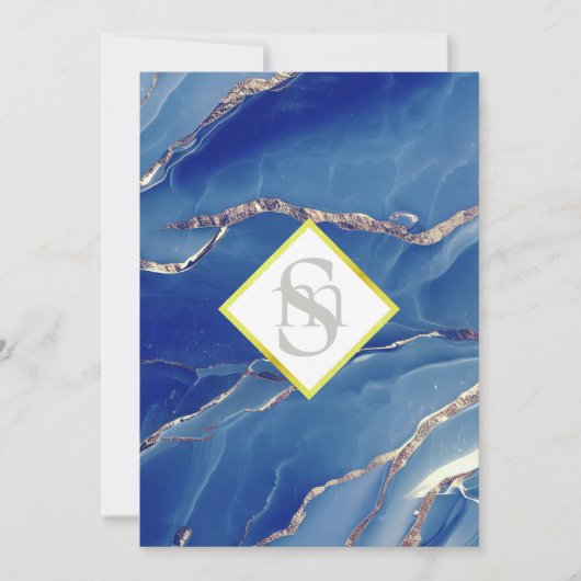 *~ BLUE 王室の AR66 QR + RSVP Agate結婚's 招待状 (正面)