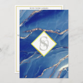 *~ BLUE 王室の AR66 QR + RSVP Agate結婚's 招待状 (正面/裏面)