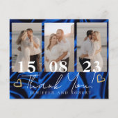 Blue 王室の Budgetの結婚写真サンキューカード チラシ (正面)