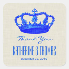 BLUE 王室の Crown Thank You Bride Groom結婚'V29 スクエアシール