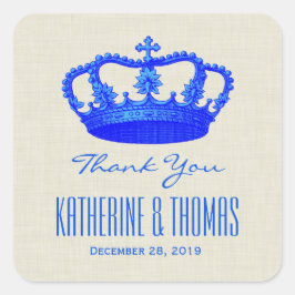BLUE 王室の Crown Thank You Bride Groom結婚'V29 スクエアシール