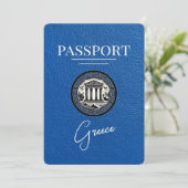 Blue 王室の Greece Passport日付カードの保存 セーブザデート (スタンド正面)