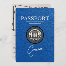 Blue 王室の Greece Passport日付カードの保存 セーブザデート