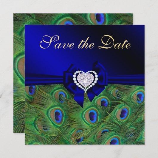 Blue 王室の Peacock日付を保存 セーブザデート (正面/裏面)